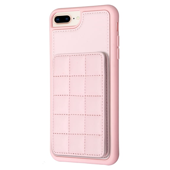 Dteck for iPhone 7 Plus / 8 Plus Card Holder Back Case with Pockets, Premium PU Leather ID Cash Credit Slots Magnetic Kickstand Flip Folio Slim Hard Protective Cover, pink