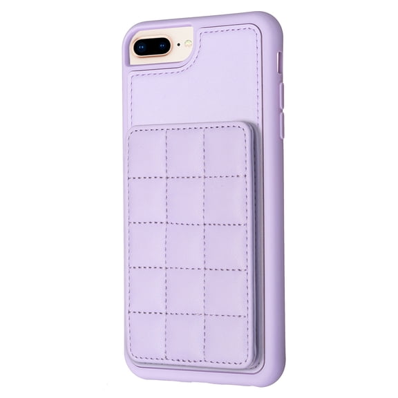 Dteck for iPhone 7 Plus / 8 Plus Card Holder Back Case with Pockets, Premium PU Leather ID Cash Credit Slots Magnetic Kickstand Flip Folio Slim Hard Protective Cover, purple