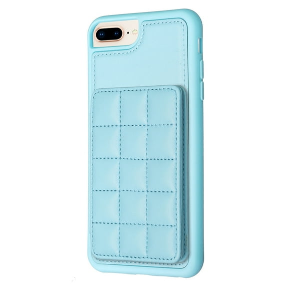 Dteck for iPhone 7 Plus / 8 Plus Card Holder Back Case with Pockets, Premium PU Leather ID Cash Credit Slots Magnetic Kickstand Flip Folio Slim Hard Protective Cover, blue