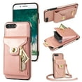 thumbnail image 1 of Dteck for iPhone 7 Plus / 8 Plus Zipper Pocket Case, Flip PU Leather Wallet Crossbody Shoulder Strap Lanyard Case with Credit Card Holder Women RFID Blocking Protective Purse Cover, rosegold, 1 of 7