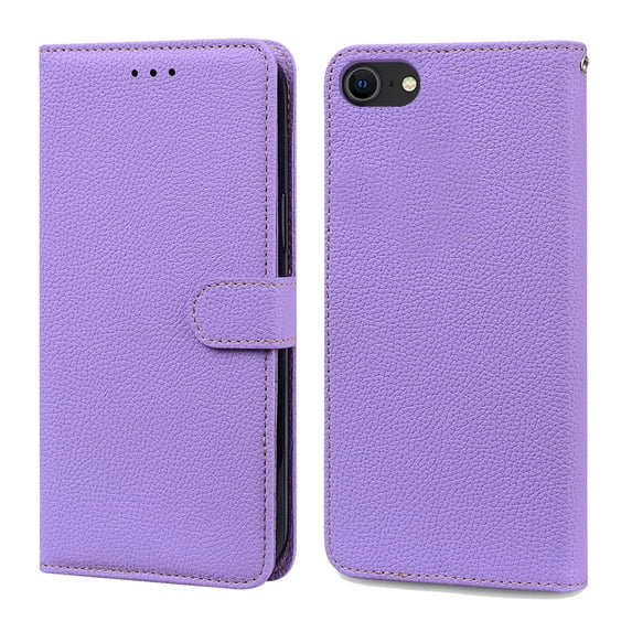 Dteck iPhone 7 Solid Color Wallet Case,PU Premium Leather Flip Kickstand Ultra-Slim Cover for iPhone for iPhone 7/ 8 / SE 2020 4.7 inch,Lightpurple