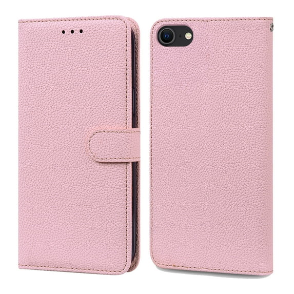 Dteck iPhone 7 Solid Color Wallet Case,PU Premium Leather Flip Kickstand Ultra-Slim Cover for iPhone for iPhone 7/ 8 / SE 2020 4.7 inch,Pink