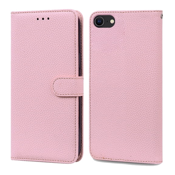 Dteck iPhone 7 Solid Color Wallet Case,PU Premium Leather Flip Kickstand Ultra-Slim Cover for iPhone for iPhone 7/ 8 / SE 2020 4.7 inch,Pink