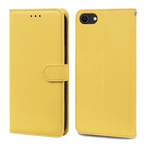 Dteck iPhone 7 Solid Color Wallet Case,PU Premium Leather Flip Kickstand Ultra-Slim Cover for iPhone for iPhone 7/ 8 / SE 2020 4.7 inch,Yellow