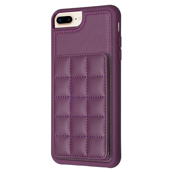 Dteck for iPhone 7 / iPhone 8 / SE 2022 & 2020 Card Holder Back Case with Pockets, Premium PU Leather ID Cash Credit Slots Magnetic Kickstand Flip Folio Slim Hard Protective Cover, darkpurple