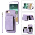 thumbnail image 1 of Dteck for iPhone 7 / iPhone 8 / SE 2022 & 2020 Zipper Wallet Case, Magnetic Clasp Zipper Purse PU Leather Wallet Case with Credit Card Slot Holder Back Flip Cover, purple, 1 of 7