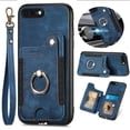 thumbnail image 1 of Dteck for iPhone 8 Plus / iPhone 7 Plus Case Wallet with Card Holder,Ring Stand,Wrist Strap,RFID-Blocking PU Leather Protective Magnetic Flip Cover, Blue, 1 of 10