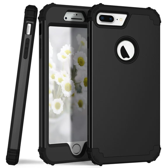 Dteck iPhone 8 Plus Case, Dteck Heavy Dual Layer Rugged Shockproof Case Hard PC Protective Back Cover For Apple iPhone 8 Plus, Black