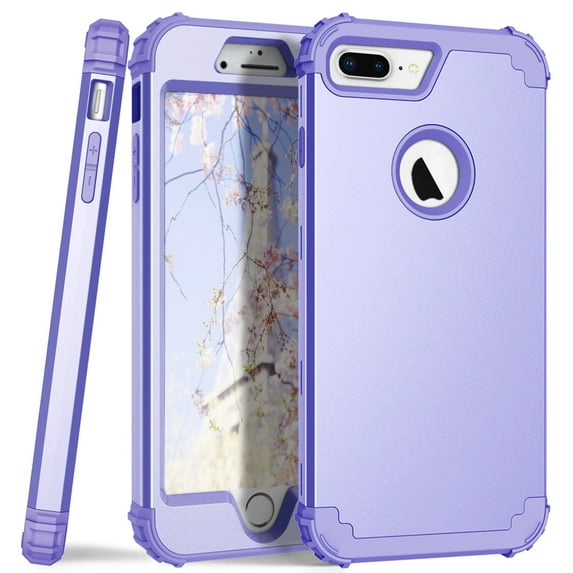 Dteck iPhone 8 Plus Case, Dteck Heavy Dual Layer Rugged Shockproof Case Hard PC Protective Back Cover For Apple iPhone 8 Plus, Light Purple