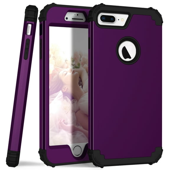 Dteck iPhone 8 Plus Case, Dteck Heavy Dual Layer Rugged Shockproof Case Hard PC Protective Back Cover For Apple iPhone 8 Plus, Purple