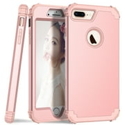 Dteck iPhone 8 Plus Case, Dteck Heavy Dual Layer Rugged Shockproof Case Hard PC Protective Back Cover For Apple iPhone 8 Plus, Rosegold