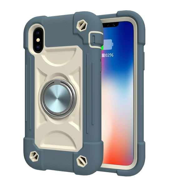 Dteck iPhone XR 6.1-inch Case ,Shock-Proof Cover Compatible with Magnetic Car Mount Kickstand,Hybrid Rubber Rugged Protective PC Back Phone Case for Apple iPhone XR 6.1",Darkblue
