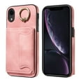 thumbnail image 1 of Dteck for iPhone XR Case with Card Holder, Retro PU Leather Wallet Case with Rotating Ring Kickstand, Slim Back Protective Cover Case for iPhone XR,Pink, 1 of 7