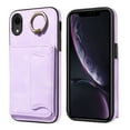 thumbnail image 1 of Dteck for iPhone XR Case with Card Holder, Retro PU Leather Wallet Case with Rotating Ring Kickstand, Slim Back Protective Cover Case for iPhone XR,Purple, 1 of 7