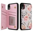 thumbnail image 1 of Dteck for iPhone XR Case Wallet with Card Holder, Floral Flower Pattern Back Flip Folio RFID Blocking PU Leather Kickstand Case for Women Girls, Double Magnetic Clasp Shockproof Cover 6.1",Three Roses, 1 of 6