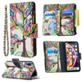 thumbnail image 1 of Dteck iPhone XR Case with Zipper Wallet, Painted PU Leather Folio Case 9 Card Slots Wallet Case with Zipper Pocket / Hand Strap for iPhone XR 6.1-inch,04# Tree, 1 of 4