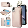 thumbnail image 1 of Dteck for iPhone XR Wallet Case, Flip Leather Case with RFID Blocking Card Holder Zipper Pocket, Ring Holder Kickstand Protective Folio Phone Cover for iPhone XR,Rosegold, 1 of 7