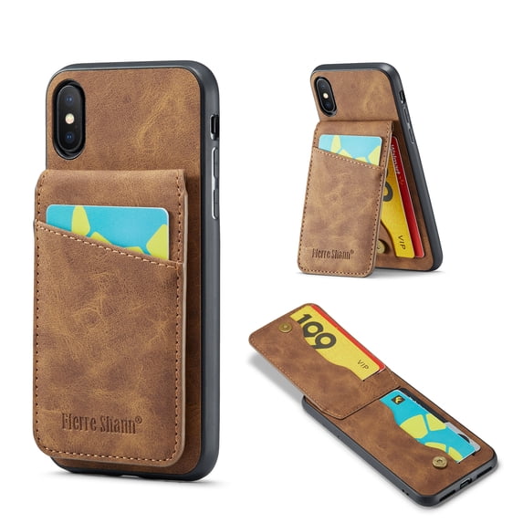 Dteck iPhone XR Wallet Case for Women and Men ,PU Leather Flip Folio Phone Cover with Credit Card Holder Stand Compatible with iPhone XR,Brown