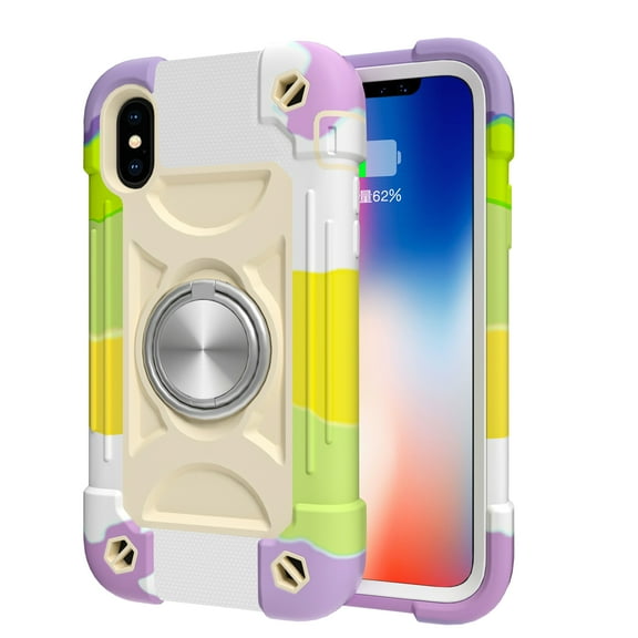 Dteck iPhone XS 5.8-inch Case ,Shock-Proof Cover Compatible with Magnetic Car Mount Kickstand,Hybrid Rubber Rugged Protective PC Back Phone Case for Apple iPhone X 5.8",Purple