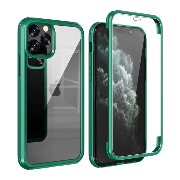 Dteck iPhone XS Max Case, Dual Layer Full Body Shockproof Protection Case Double Sides Tempered Glass Cover Flexible TPU Bumper For iPhone Xs Max, Deep Green