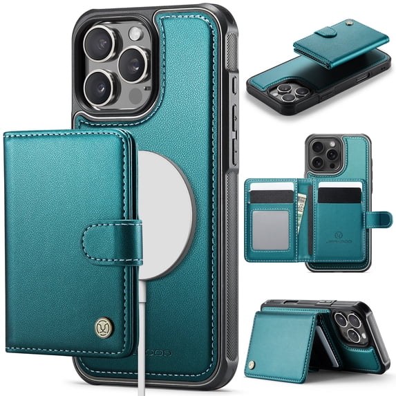 Dteck for iPhone XS Max Wallet Case Magnetic Card Holder, RFID Blocking 2 in 1 Detachable Kickstand Shockproof Cover for Women Men Compatible with Magsafe Accessory, Blue