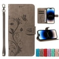thumbnail image 1 of Dteck for iPhone XS Max Wallet Case,Women Flio Folio Cover with Butterfly Embossed PU Leather Kickstand Credit Card Holder Case with Wrist Strap for iPhone XS Max,Gray, 1 of 7
