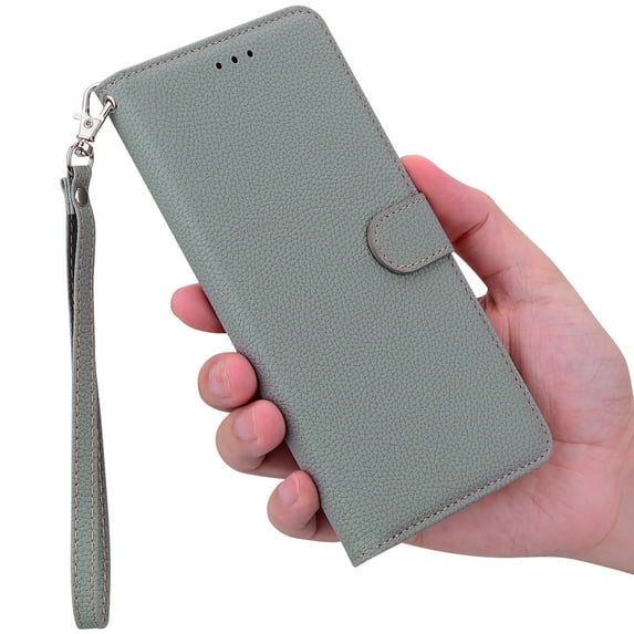 Dteck iPhone XS/X Solid Color Wallet Case,PU Premium Leather Flip Kickstand Ultra-Slim Cover for iPhone XS/X 5.8 inch,Gray