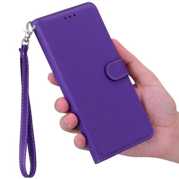 Dteck iPhone XS/X Solid Color Wallet Case,PU Premium Leather Flip Kickstand Ultra-Slim Cover for iPhone XS/X 5.8 inch,Purple