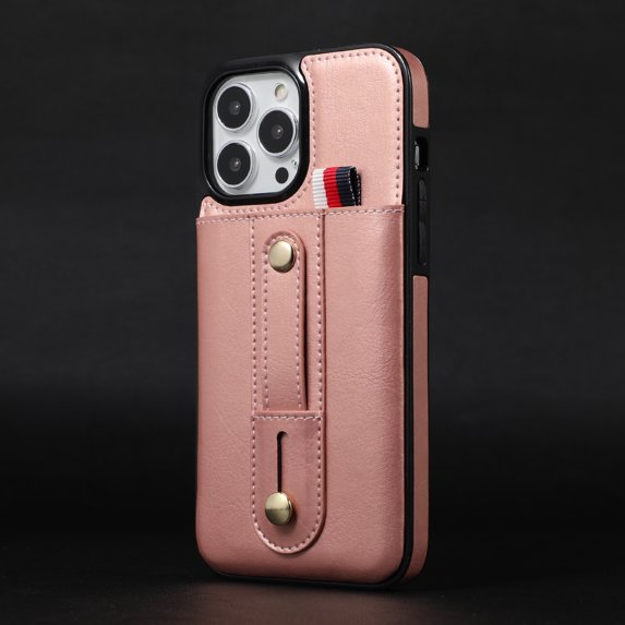 Dteck iPhone11 pro, Wrist Strap PU Leather Shockproof Handy Belt Case for iPhone 11 Pro,Rosegold