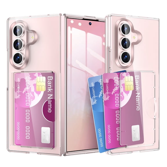 Dteck with Card Slot Case for Samsung Galaxy Z Fold 7, Shockproof PC Wallet Case with Card Holder RFID Blocking Cover for Galaxy Z Fold 7,Clear