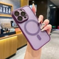thumbnail image 1 of Dteck with Lens Protector Case for iPhone 14 Pro Max, Magnetic Wireless Charging Matte Shockproof Armor Luxury Slim Matte Hard Cover, Darkpurple, 1 of 6