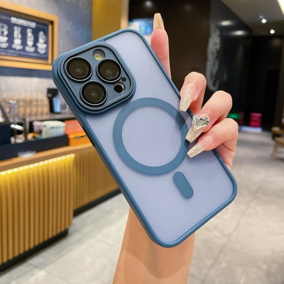 Dteck with Lens Protector Case for iPhone 15, Magnetic Wireless Charging Matte Shockproof Armor Luxury Slim Matte Hard Cover, Darkblue