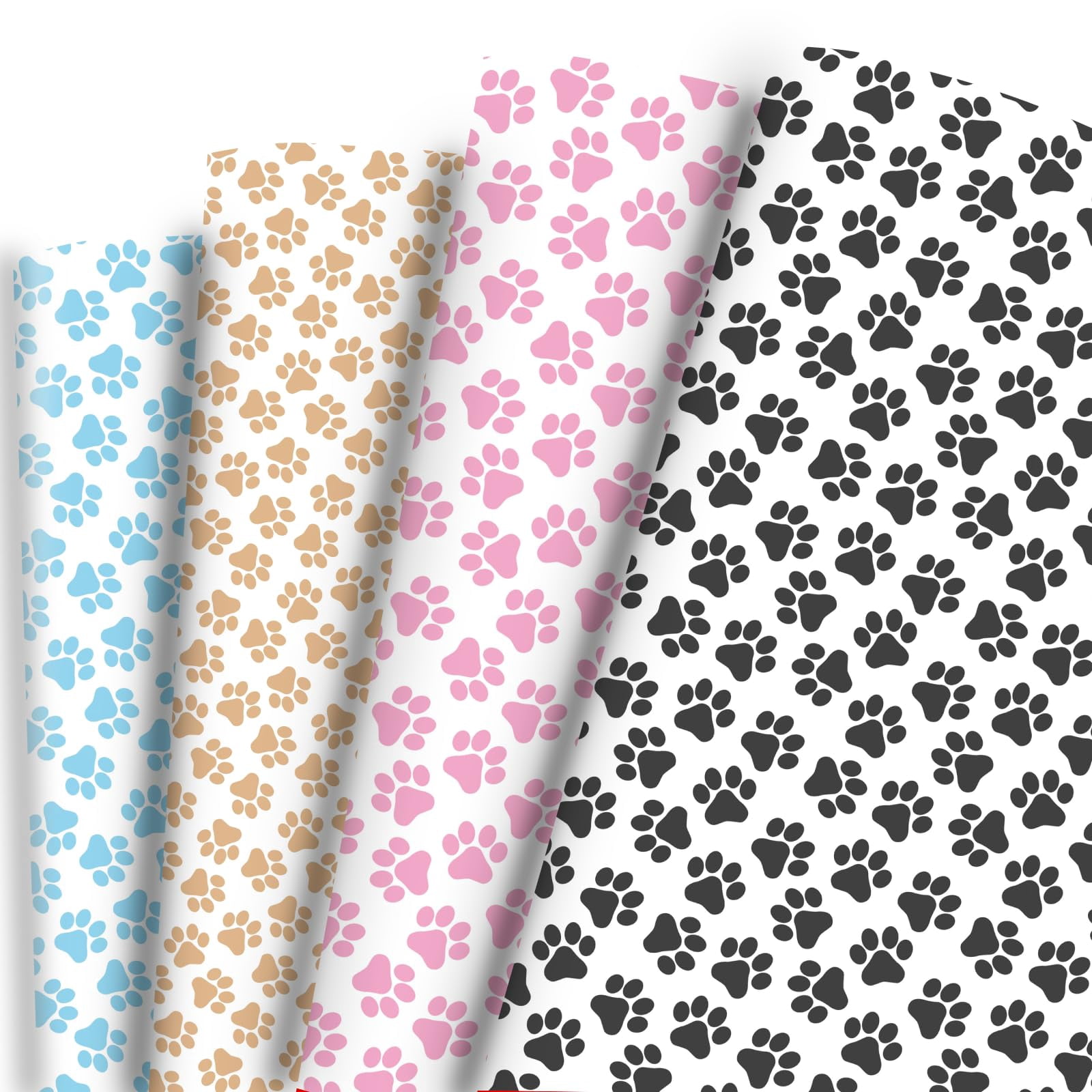 Dtiafu Paw Print Wrapping Paper for Boys Girls Dog Cat Lovers - 4 Style ...