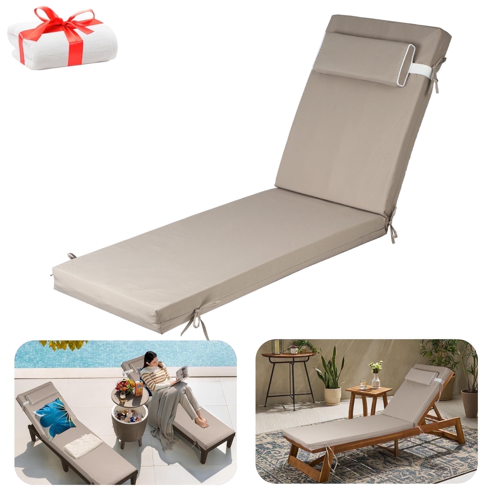 Dttra Chaise Lounge Cushions Outdoor, 72 x 21 x 3 Inch, Waterproof Lounge Chair Cushion for ...