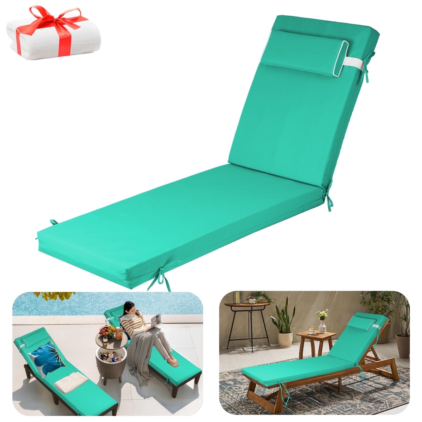 Dttra Chaise Lounge Cushions Outdoor, 72 x 21 x 3 Inch, Waterproof