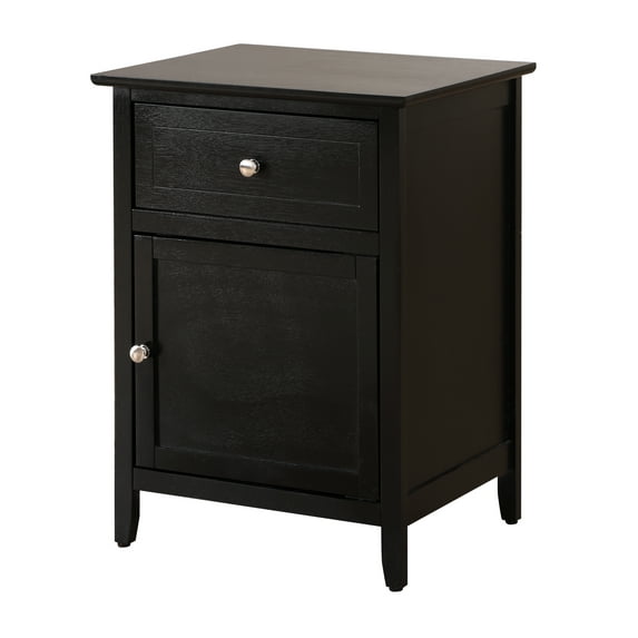 Dtwnek 1 Drawer 1 Door Nightstand for Home, Bedroom, Black