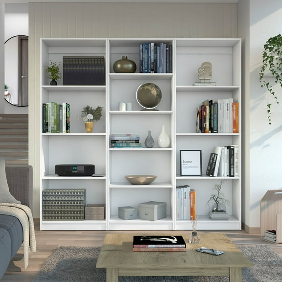 Dtwnek 13 Shelves Wood Open Bookcase Bookshelf Book Storage Rack for Living Room, Office, White