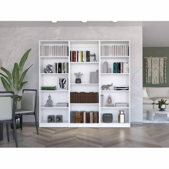 Dtwnek 14 Shelves Wood Bookshelf Bookcase Book Storage Rack for Home, Office, White