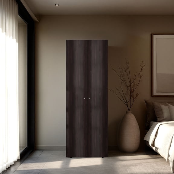 Dtwnek 2 Door 66.9" Tall Wardrobe for Living Room, Bedroom, Brown