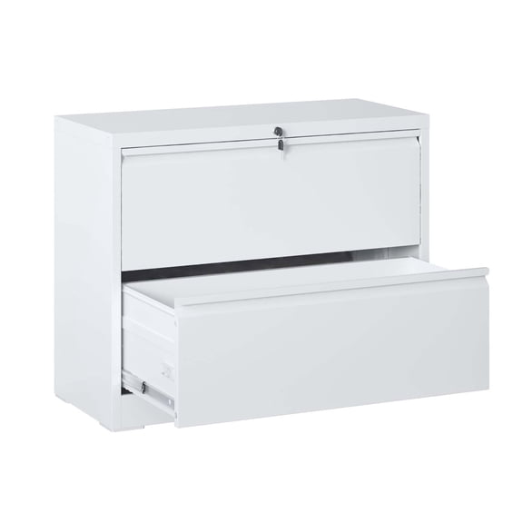 Dtwnek 2 Drawer Lateral File Cabinet with Lock, Lockable File Cabinet for Home Office, Locking Metal File Cabinet for Letter/A4/F4 Size, White