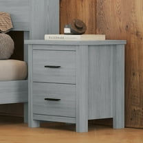 Dtwnek 2 Drawer Wooden Nightstand, Large Storage Space Beside Table for Living Room, Bedroom, Light Gray