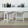 thumbnail image 1 of Dtwnek 2 Pack 24" Height Upholstered Backless Bar Stools for Dining Room, Bar, Kitchen, Gray + White, 1 of 5