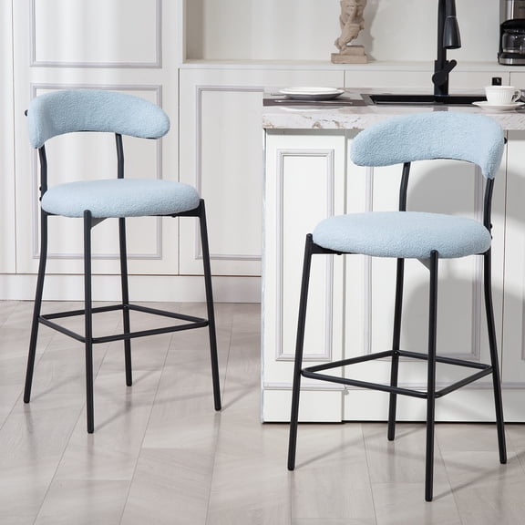 Dtwnek 2 Pack 26" Counter Height Bar Stools with Metal Frame, Fabric Barstool for Living Room, Bar, Kitchen Island, Blue