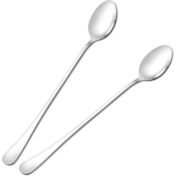 Dtwnek 2 Pack Long Handle Tea Spoons Cake Spoon Stainless Steel Long Teaspoons, 7.5"