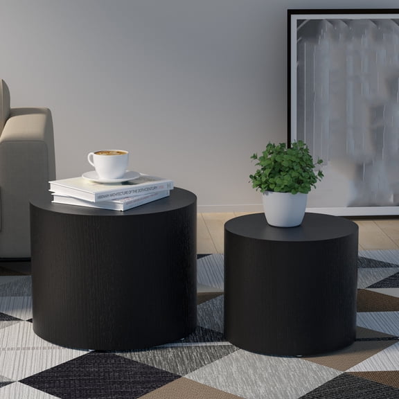 Dtwnek 2 Pack MDF Coffee Table Round Side Table End Table Tea Table for Living Room, Office