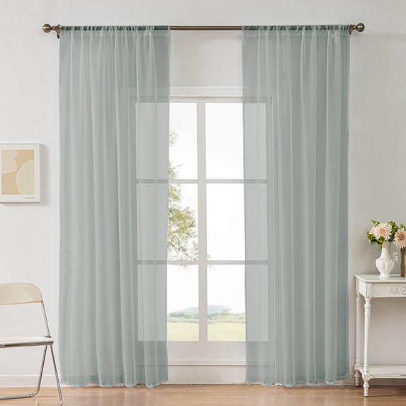 Dtwnek 2 Panel Set Lightweight Soft Sheer Curtains Light Filtering Window Curtain for Study Room/Living Room/Guest Room, 55"x103"