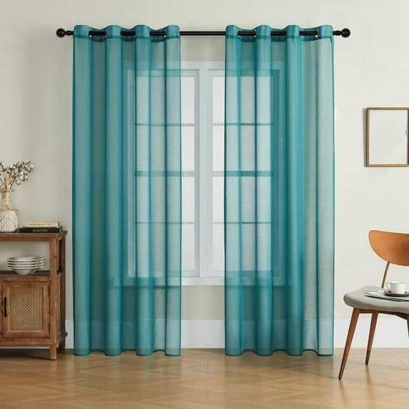 Dtwnek 2 Panels Set Sheer Curtains Light Filtering Window Curtain Lightweight Curtains Drapes for Bedroom, Living Room, 54" x 144"