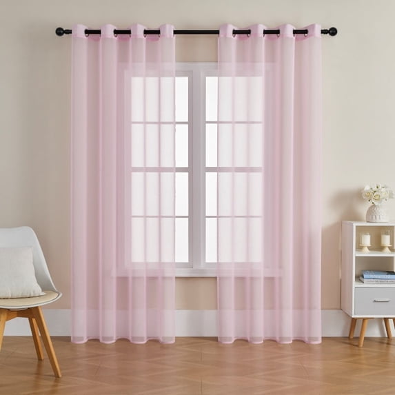 Dtwnek 2 Panels Set Sheer Curtains Light Filtering Window Curtain Lightweight Curtains Drapes for Bedroom, Living Room, 54" x 63"