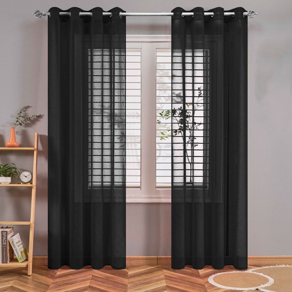 Dtwnek 2 Panels Sheer Curtains Sheer Window Drapes Light Filtering ...