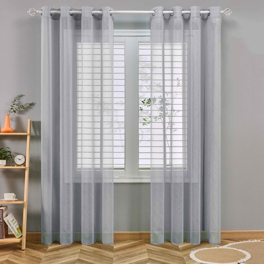 Dtwnek 2 Panels Sheer Curtains Sheer Window Drapes Light Filtering ...